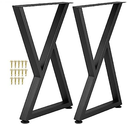Pieds de table en métal 2PCS 28X18quot; Pieds de bureau en forme de Z pieds de Table à manger en fer forgé for Table à manger Table basse maison bricolage noir Améliorer l'efficacité
