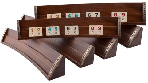 Helena Wood Art, Handgefertigtes Oval Rummy Set aus Holz für 6 Spieler und inklusive Tasche, Okey Takimi, 100% Holz, Luxus Edition