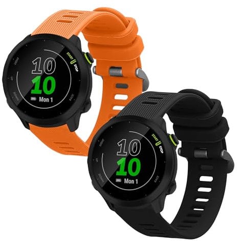 kwmobile 2X Sportarmband kompatibel mit Garmin Forerunner 55 / Forerunner 165/245 / 645/570 42mm Armband - Fitnesstracker Band Set aus TPU Silikon