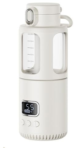 HIULLEN Chauffe Biberon Portable, 350 ML Chauffe-Eau portatif, Chauffe biberon Nomade sans Fil Chauffe Rapide Bouilloire électrique Facile à Transporter et adapté aux Voyages Fonction de Charge USB