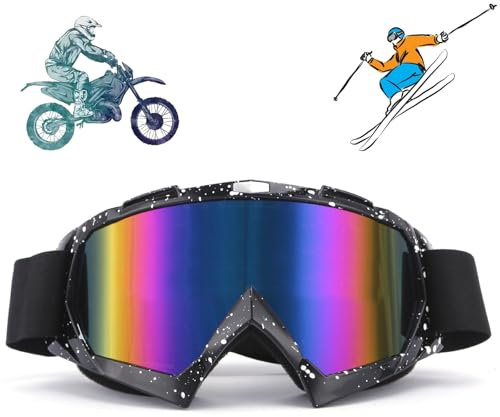 Motocross Brille, Moped Brille, Mtb Brille für Fullface Helm, Antibeschlag Uv Crossbrille Mit Schaumstoffpolsterung, Ski Brille, Sowohl für Damen Als Auch für Herren, Geeignet für Outdoor-Sportarten
