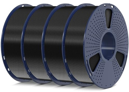 SUNLU PETG Filament 1.75mm 4KG Bundle, Strong PETG 3D Printer Filament 1.75mm, Fit for Most FDM 3D Printers, Individually Vacuum Packed, 4 Packs of 1KG Spools, 4KG in Total, Blackx4
