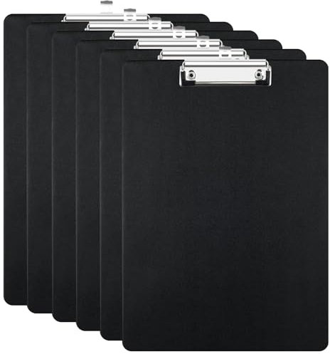 pangdapengpeng Lot de 6 Porte Bloc A4, Porte Documents, Clipboard avec Pince en Métal pour Les Notes, Formulaires, Documents, Dessins (Noir)