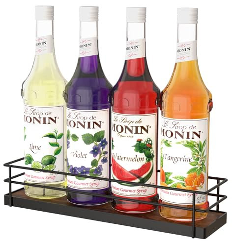 Alyoen Kaffeesirup-Organizer, 4 Flaschen, Holz & Metall, Modern, Tragbar, Freistehendes Regal, Essens- & Bar-Organizer