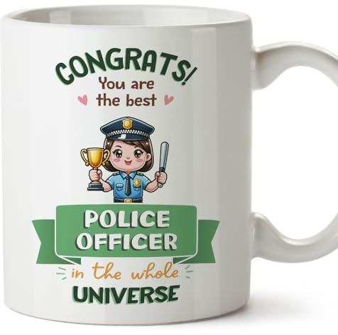 MUGFFINS Police Officer Woman Mug - in English - Best in Universe Trophy - Funny Gift for Colleagues - Ceramic 11oz Mug