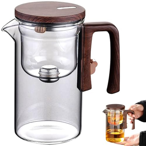 Théière magnétique avec poignée et bec verseur Théière en verre de 520 ml avec infuseur pour thé en vrac Théière lavable amovible résistante à la chaleur avec couvercle pour la maison, le bureau, le s
