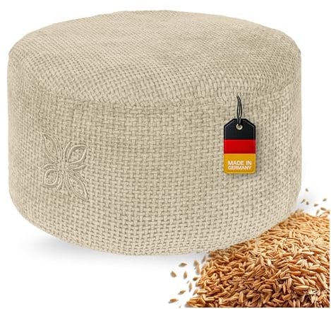 OMNANA Cushy Meditationskissen rund – Sitzkissen 10cm/15cm/20cm hoch – Chenille Yogakissen mit Dinkelfüllung – Bodenkissen, Kissen für Meditation & Entspannung – Made in Germany