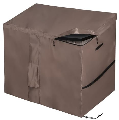 Outdoor Wheelie Bin Box Cover, Protective Cover for Garden Storage Box with Hinged Roof, for Store It Out Series, Waterproof, 420D Oxford Brown (135 x 75 x 114 cm)