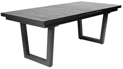 OUTLIV. Ausziehtisch Alice, 200-260x100 cm – U-Beine, Aluminium Keramik, wetterfest, rechteckig, Platz für 10 Personen, anthrazit