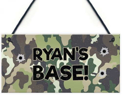 Signs Plaques BASE Sign PERSONALISED Den Playhouse Sign Boys Bedroom House Decor