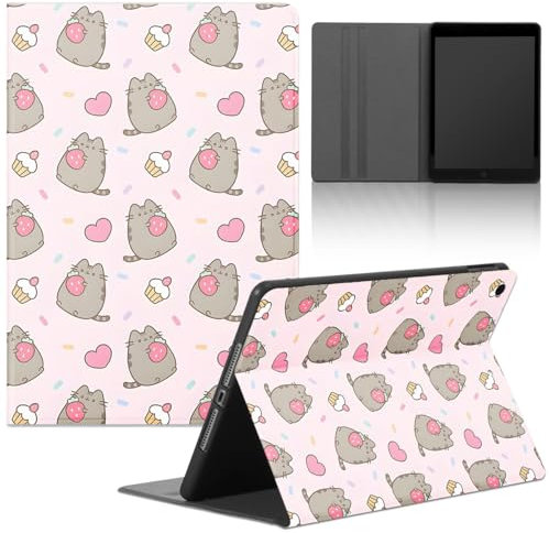 Funda Tablet para Lenovo Tab M11 2024 11, Suave TPU Carcasa Kawaii Anime Pusheen Lindo Gato Dibujos Animados Diseño Manga Stand Función PU Cuero Flip Protectora Cover,Anime