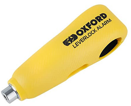 Lever-Lock Alarm Motorcycle Handlebar Lock, 120dB Anti-Theft Alarm, Waterproof IP67, Brake & Throttle Security, Push-to-Lock, High-Visibility (Yellow,One)