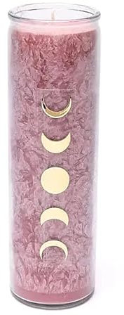 LivuX Stearin-Kerze Mondphasen Altrosa – 21x6,5 cm, ca. 100 Stunden Brenndauer, handgefertigt, unparfümiert, nachhaltiges Palmwachs, vegane Kerze für Mondrituale & Achtsamkeit 1248
