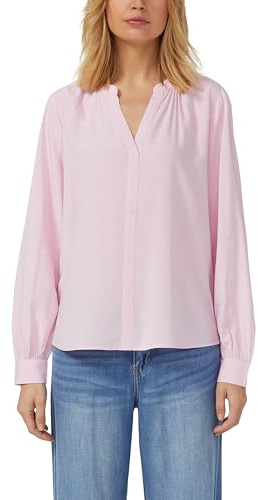 s.Oliver Damen Bluse – Regular Fit, Raffung, verlängertes Rückenteil