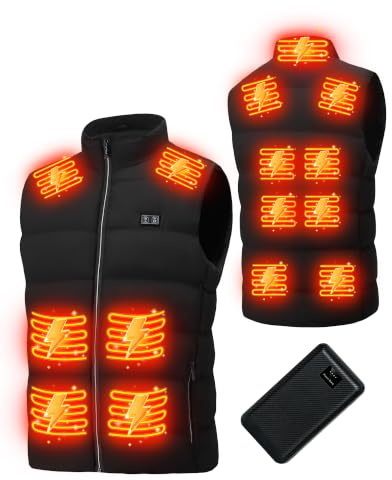 YZZJRNMM Gilet Riscaldato per Uomo Donna: Leggero Gilet Riscaldato USB con 3 Livelli di Temperatura e 15 Zone di Riscaldamento - Giacca Riscaldata Elettrica per Inverno, Escursionismo all'aperto
