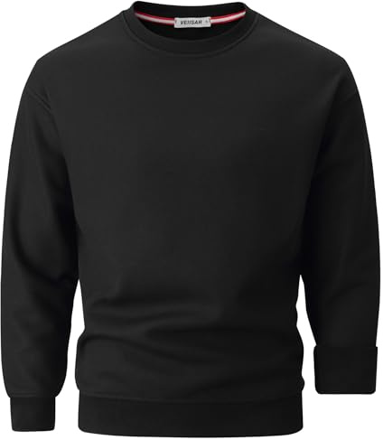 VEIISAR Herren Heavy Weight Pullover mit Rundhalsausschnitt,410g – Warmes Sweatshirt für Herbst & Winter - Dickes Fleece-Innenfutter