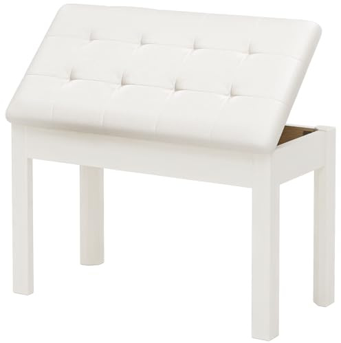 JOINATRE Duet Piano Bench with Hidden Storage, Padded Keyboard Bench for Pianist, Heavy-Duty Seat Stool for Sheet Music Organization，Warm White