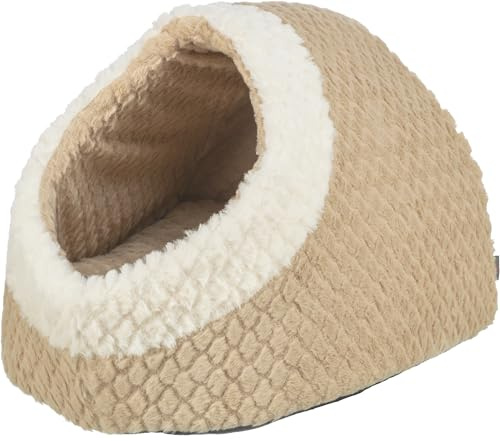 TRIXIE Katzenhöhle Kaline Mio braun/Creme 35 x 26 x 41 cm, waschbar | Gemütlicher Rückzugsort mit herausnehmbarem Kissen – für Katzen, kuschelig, pflegeleicht und angenehm weich