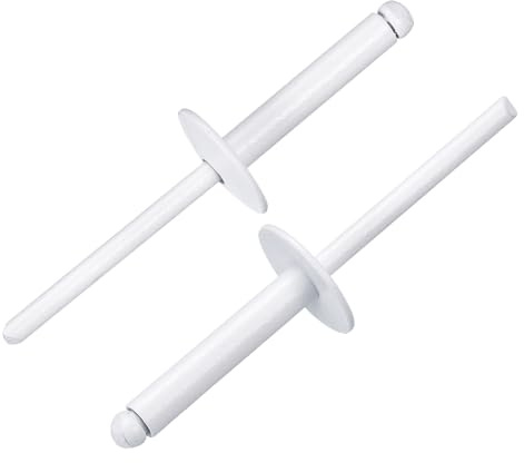 QUARKZMAN 100 Stück Blindnieten 3/16x1 Aluminium Nieten, Popnieten Mit Stahl Dorn Großer Flansch Befestigungsnieten Für Metall Möbel Automotive Weiß