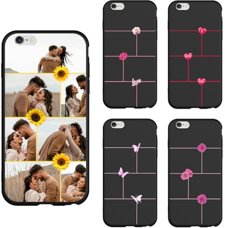 Photos Case Compatible with Apple iPhone 6s/ 6 - Custom Multi Pictures Collage Image Phone Cover, Personalised Shockproof Protective Silicone, Slim Premium Rubber Case Unique Gift, Black