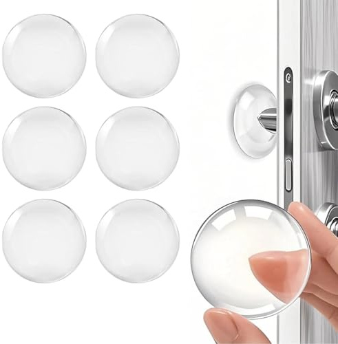 Wall & Door Handle Stopper 5 cm Set of 6 Pieces Clear Rubber Door Knob Round Wall Shield Cushion - Self Adhesive