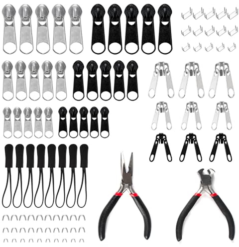 94 Stück Reißverschluss Reparatur Set Ersatz, Schieber Reißverschluss Zipper, Reissverschluss Zipper Ersatz, Reißverschlüsse, Reisverschluss-Reparaturset für Jacken, Taschen, Reisegepäck(#3/5/8)