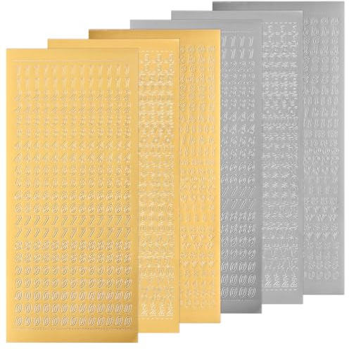 6 Blätter Wachsbuchstaben für Kerzen Set, Selbstklebende Buchstaben Zahlen Aufkleber, Wachs Zahlen Sticker für Taufkerze, Kommunionkerze, Hochzeit & DIY Basteln