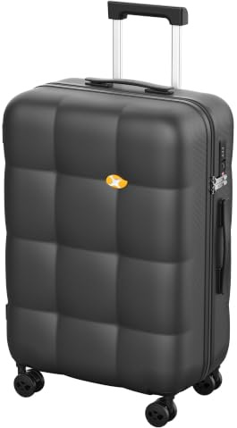 MGOB Hartschalenkoffer Mittelgroß Schwarz, 67x45,5x27cm, 80L nur 3,91 kg | Leichter Polycarbonat Reisekoffer, Koffer Mittelgroß 4 Rollen Leicht mit TSA-Schloss, Aluminium-Teleskopgriff, Stoßfest
