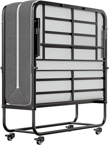 SunsGrove Klappbett 191x79 cm mit 13 cm Memory Foam Matratze, Gästebett Klappbar für Erwachsene, Faltbares Metallbett mit Rollen, Reisebett Stabil bis 200 kg Belastbar