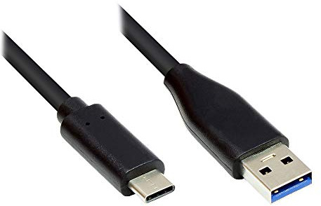 Good Connections USB 3.0 / USB 3.1 Gen. 1 Anschlusskabel - USB-C Stecker an USB 3.0 A Stecker - KUPFERLEITER, Doppelschirmung, 5 Gbps Datenübertragung - schwarz - 1 m