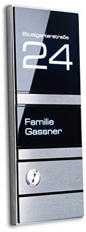 Metzler Moderne Design Türklingel - aus Edelstahl & Acrylglas - LED-Beleuchtung - Beschriftung, Name, Hausnummer & Straßenname