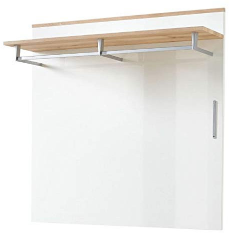 Froschkönig24 Reno Garderobenpaneel Paneel Wandgarderobe Wandpaneel Weiß/Buche