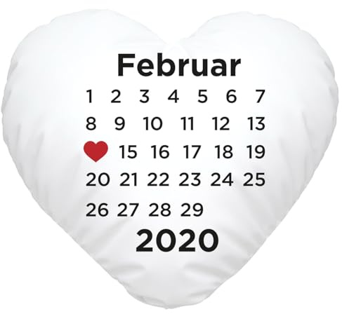 SpecialMe® Herzkissen personalisiert Kalender anpassbares Datum Geschenk Liebe Hochzeitstag Hochzeitsgeschenk Weiss Herz-Kissen