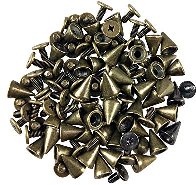 100 Sets Punk-Nieten, Kegel, Schraubverschluss, Metallspikes und Nieten für Leder, Handschuhe, Taschen, Kleidung, Schuhe, Gürtel, DIY (Bronze)