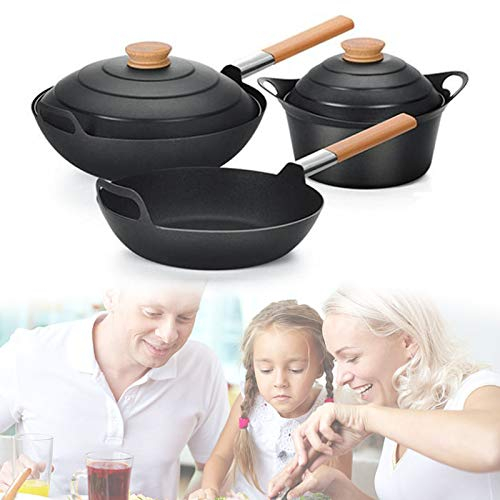 Sartenes Cocina Kit Wok Antiadherentes Set con Antioxidante Y Fácil De Limpiar para Cocinar En La Cocina