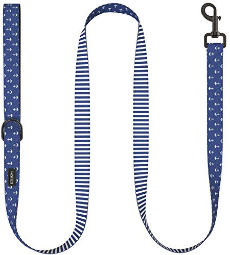 STUCH ® Hundeleine - 1,53m Länge - Duo Style - Nylon Hunde Leine mit gepolsterten Handgriffen - Für kleine, mittlere und große Hunde (M (2,0cm x 153cm), Blau (Anker))