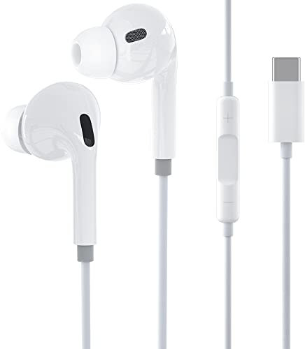 iMangoo - Auriculares USB tipo C, auriculares con cable, auriculares estéreo HiFi con micrófono y control de volumen para Samsung S20 Note 20 Ultra S20+ OnePlus 8T Pixel 5