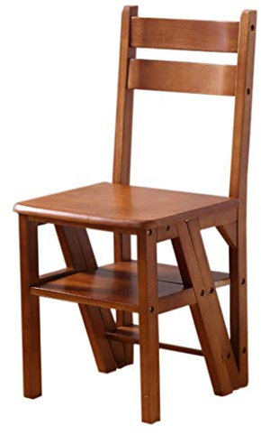 Sywlwxkq Klappbare tragbare Leiter Klappbarer Tritthocker, Treppenstuhl, 4-Stufen-Holzleiter, rutschfeste Multifunktionsbibliothek, Schlafzimmer, Wohnzimmer, C.