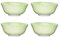 KitchenCraft Set of 4 Glazed Stoneware Bowls with Tile Pattern, Green Ceramic Bowls with Footed Base, Microwave & Dishwasher Safe, 15.7 cm (6)