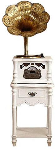 Music Box Antique Big Phonograph Turntable Wireless Speaker, with Aux-in, FM Radio, Gramophone Vintage Retro Style for Entertainment Home Decoration