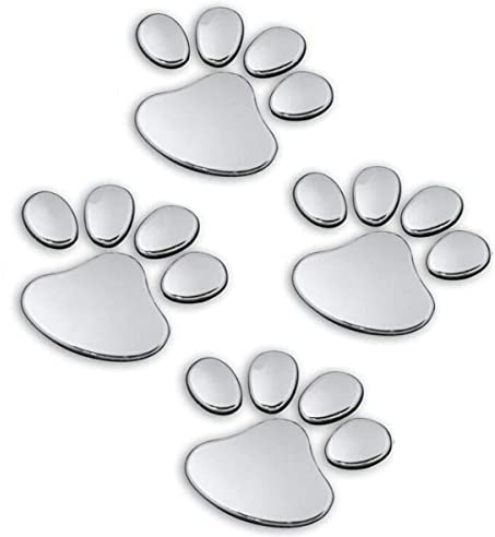 Sosa&Ya 4X Auto Aufkleber Hund Katze Pfoten Tatzen 3D Sticker (Silber)