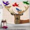 EHOMERY Wandteppich Tür Tapisserie Rosa Hirsch Nestvogel Kpop Wand Teppich Klein Wandbehang Deko Wandschmuck Groß Schlafzimmer Wohnzimmer Wanddekoration 37X29 Inches