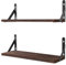 AGM Wall Mounted Shelves Set of 2, Rustic Dark Wood Wall Floating Shelves for Bedroom, Living Room, Kitchen, Laundry Room Storage & Decoration-Dark Brown