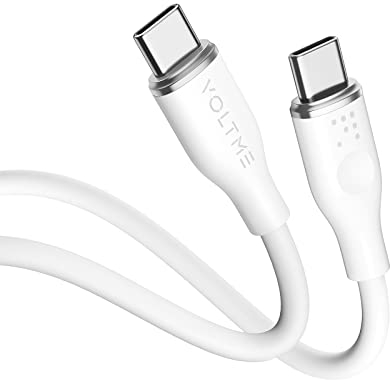 VOLTME Câble USB C vers USB C 1,0m Blanc, Cable USB C 2.0 de Charge 3A 480 Mbps PD Charge Rapide Cordon USB-C et Câble USB-C Compatible avec Android MacBook Pro iPad Air Galaxy Samsung