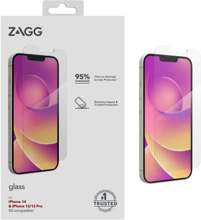 ZAGG Glas-Displayschutzfolie für iPhone 14, wischfest, kratzfest, Berührungsempfindlichkeit, (klar)