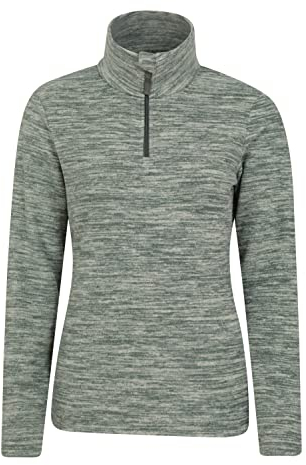 Mountain Warehouse Camber Half Zip Women's Fleece - Lightweight, Warm & Cosy Half Zip Sweatshirt Top - Best for Camping, Outdoors, Travelling & Hiking Khaki M