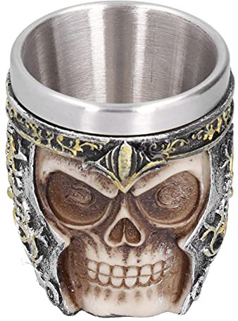 Tasse de tête de mort, chope de bière, tasse de tête de mort doublure en acier inoxydable antirouille légère petite tasse viking pour bar fête à la maison