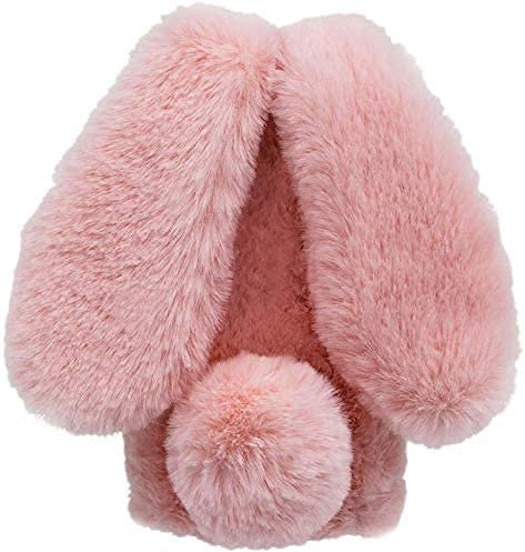Unichthy For iPhone 11 Case Glitter Gems Plush Cute Cover Fluffy Rabbit Ears Soft Gel Phone Case Warm Winter Back Lovely Bunny Shockproof Bumper Protective Cover for iPhone 11 - Pink