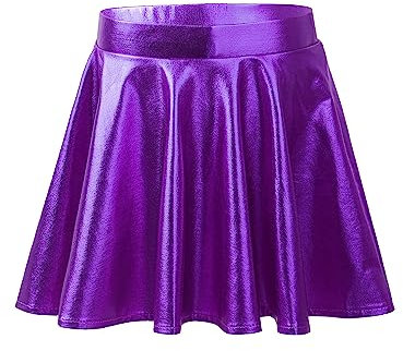 YiZYiF Gonna da Danza Moderna Pattinaggio Artistico Bambina Vita Elastica Gonna da Balletto Danze del Ventre Vita Elastica Vestito da Latino Jazz Performance Dancewear Viola 9-10 Anni