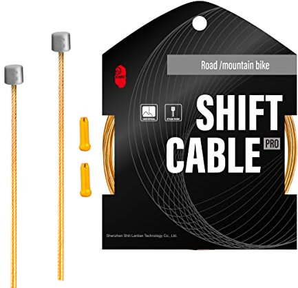 CNC Bike Shifter Cable for Shimano/SRAM,Derailleur Cable，Pro Slick Polished Gear Cable 1.2X 3500mm，Gold.